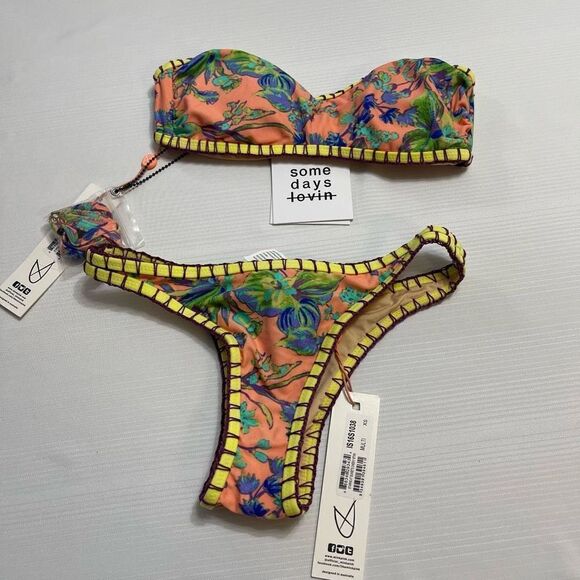 NWT MINKPINK Stay Jelly Ruched Cutaway One Piece Swimsuit Bathing Suit Small - Picture 1 of 7